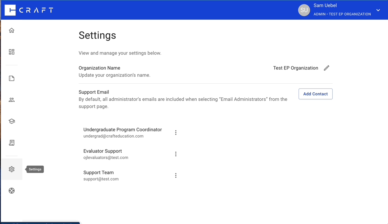 Organization Settings Craft Education
