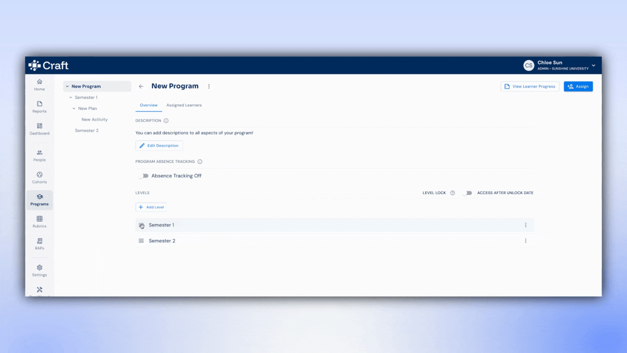 Create Program Content – Craft Education Help Center